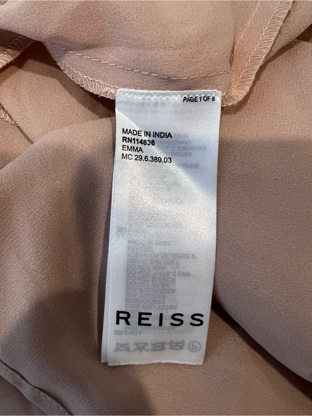 REISS Blush Pink Pleated Midi Dress Lace Waist Silk Look Chiffon US 6 - Picture 10 of 11